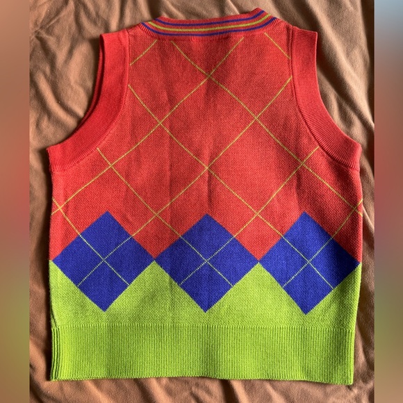 FILA Female Darby Argyle Tank Top Vest Size Medium Acrylic Multicolor V-Neck - Picture 5 of 7